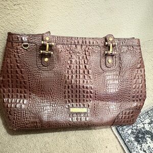 Etienne Aigner Brown Croc-Pattern Tote